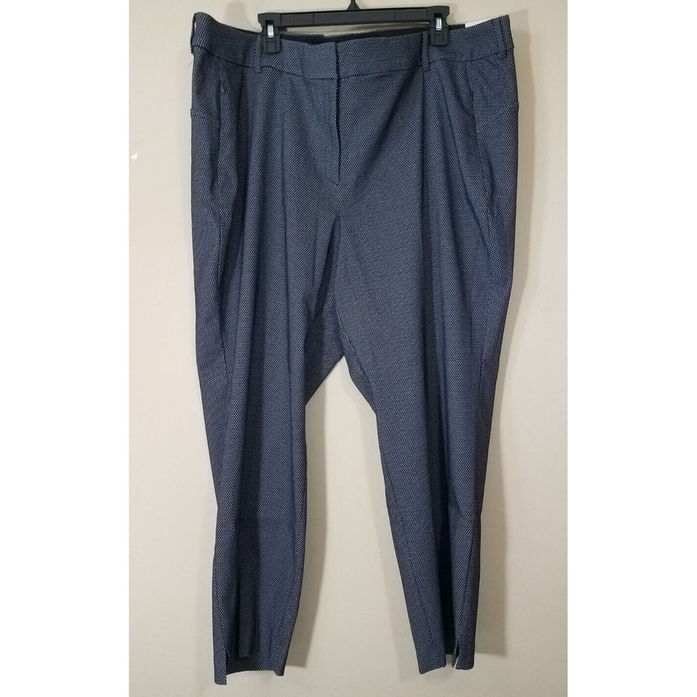 Lane Bryant The 4-Season Slim Ankle Pants Women size 26 Navy Multi Stretch NEW